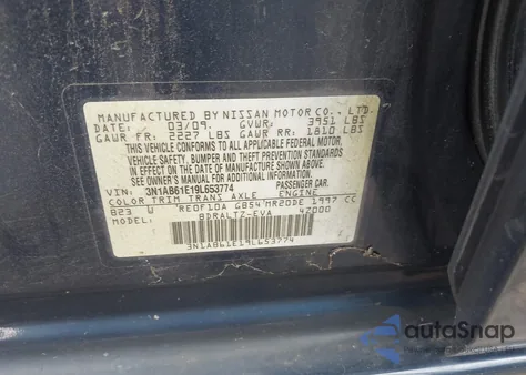 2009 Nissan Sentra 2.0S from USA, damaged, VIN 3N1AB61E19L653774